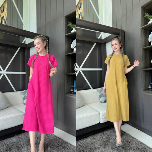 TIRA Round Neck Half Sleeves Mid Length Dresses